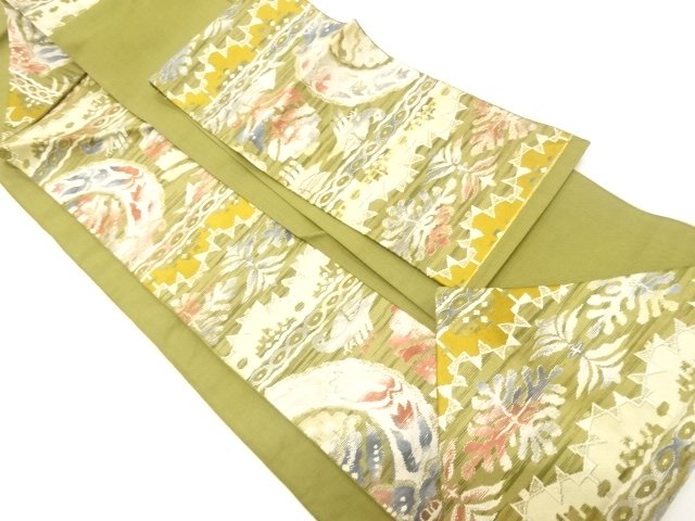  本場筑前博多　花鳥更紗模様織り出し　名古屋帯